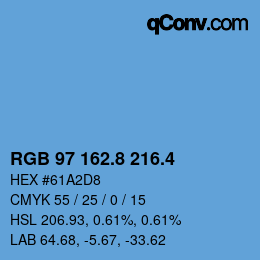 カラーコード: RGB 97 162.8 216.4 | qconv.com