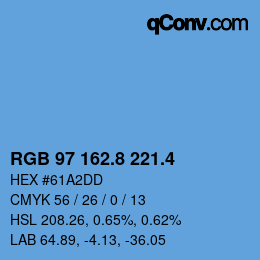 カラーコード: RGB 97 162.8 221.4 | qconv.com