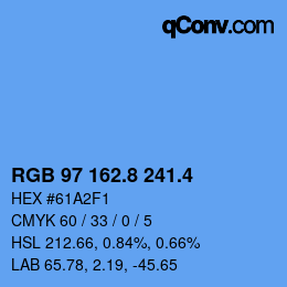 カラーコード: RGB 97 162.8 241.4 | qconv.com