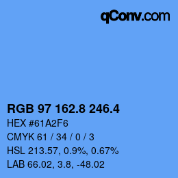 カラーコード: RGB 97 162.8 246.4 | qconv.com