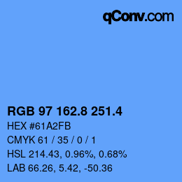 カラーコード: RGB 97 162.8 251.4 | qconv.com