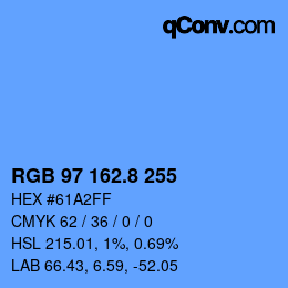 Color code: RGB 97 162.8 255 | qconv.com