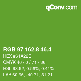 カラーコード: RGB 97 162.8 46.4 | qconv.com