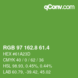 カラーコード: RGB 97 162.8 61.4 | qconv.com