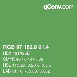 カラーコード: RGB 97 162.8 91.4 | qconv.com