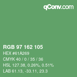 カラーコード: RGB 97 162 105 | qconv.com