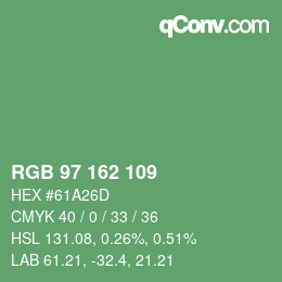 Color code: RGB 97 162 109 | qconv.com