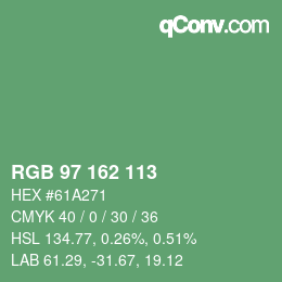 Color code: RGB 97 162 113 | qconv.com