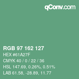 Color code: RGB 97 162 127 | qconv.com