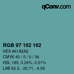 Color code: RGB 97 162 162 | qconv.com