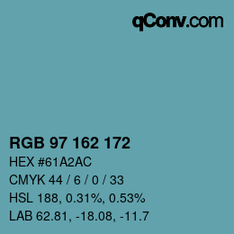 Color code: RGB 97 162 172 | qconv.com