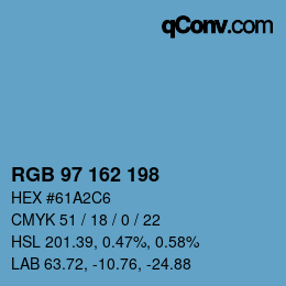 Color code: RGB 97 162 198 | qconv.com
