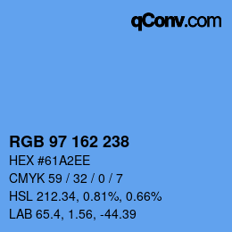 Color code: RGB 97 162 238 | qconv.com