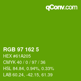 カラーコード: RGB 97 162 5 | qconv.com