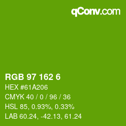 カラーコード: RGB 97 162 6 | qconv.com