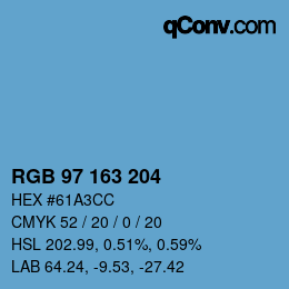 Código de color: RGB 97 163 204 | qconv.com