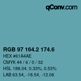 カラーコード: RGB 97 164.2 174.6 | qconv.com