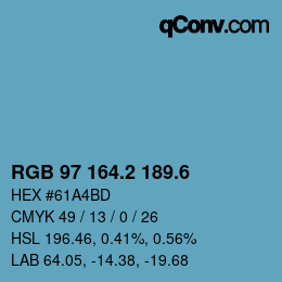 カラーコード: RGB 97 164.2 189.6 | qconv.com