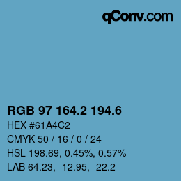 カラーコード: RGB 97 164.2 194.6 | qconv.com