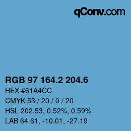 カラーコード: RGB 97 164.2 204.6 | qconv.com