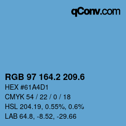 カラーコード: RGB 97 164.2 209.6 | qconv.com