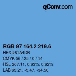カラーコード: RGB 97 164.2 219.6 | qconv.com