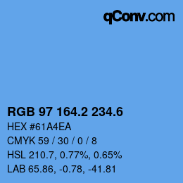 カラーコード: RGB 97 164.2 234.6 | qconv.com