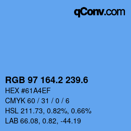 カラーコード: RGB 97 164.2 239.6 | qconv.com