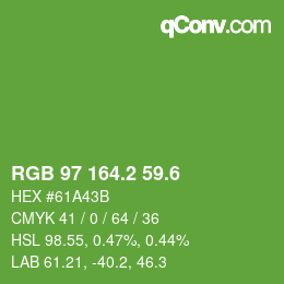 カラーコード: RGB 97 164.2 59.6 | qconv.com