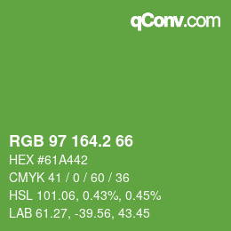 カラーコード: RGB 97 164.2 66 | qconv.com