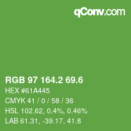 カラーコード: RGB 97 164.2 69.6 | qconv.com
