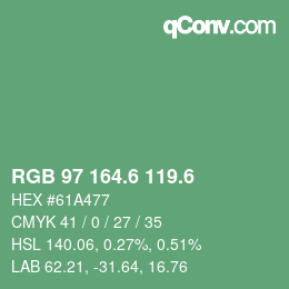 カラーコード: RGB 97 164.6 119.6 | qconv.com