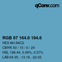 カラーコード: RGB 97 164.6 194.6 | qconv.com