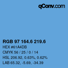 カラーコード: RGB 97 164.6 219.6 | qconv.com