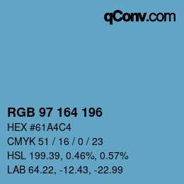 カラーコード: RGB 97 164 196 | qconv.com