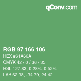 カラーコード: RGB 97 166 106 | qconv.com