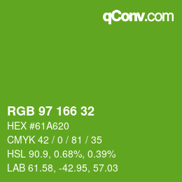 Color code: RGB 97 166 32 | qconv.com