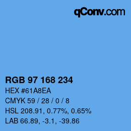 カラーコード: RGB 97 168 234 | qconv.com