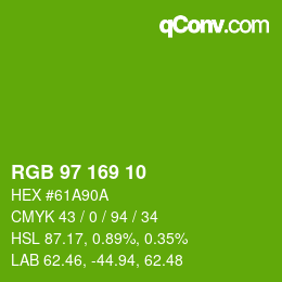 Color code: RGB 97 169 10 | qconv.com