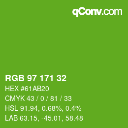 Color code: RGB 97 171 32 | qconv.com