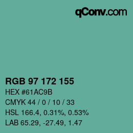 Color code: RGB 97 172 155 | qconv.com