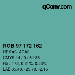 Color code: RGB 97 172 162 | qconv.com