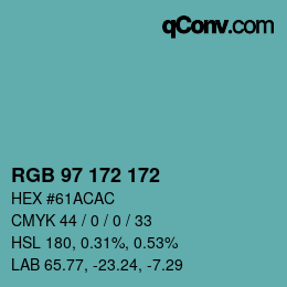 Color code: RGB 97 172 172 | qconv.com