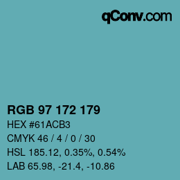 Color code: RGB 97 172 179 | qconv.com