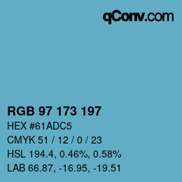 カラーコード: RGB 97 173 197 | qconv.com