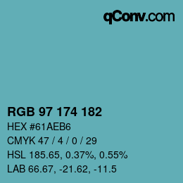 Color code: RGB 97 174 182 | qconv.com