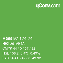 Color code: RGB 97 174 74 | qconv.com