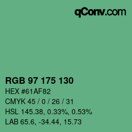 颜色代码: RGB 97 175 130 | qconv.com