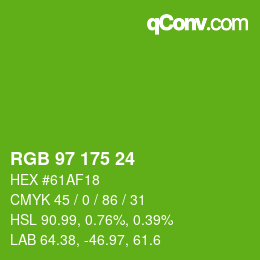 Color code: RGB 97 175 24 | qconv.com