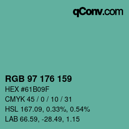 Code couleur: RGB 97 176 159 | qconv.com